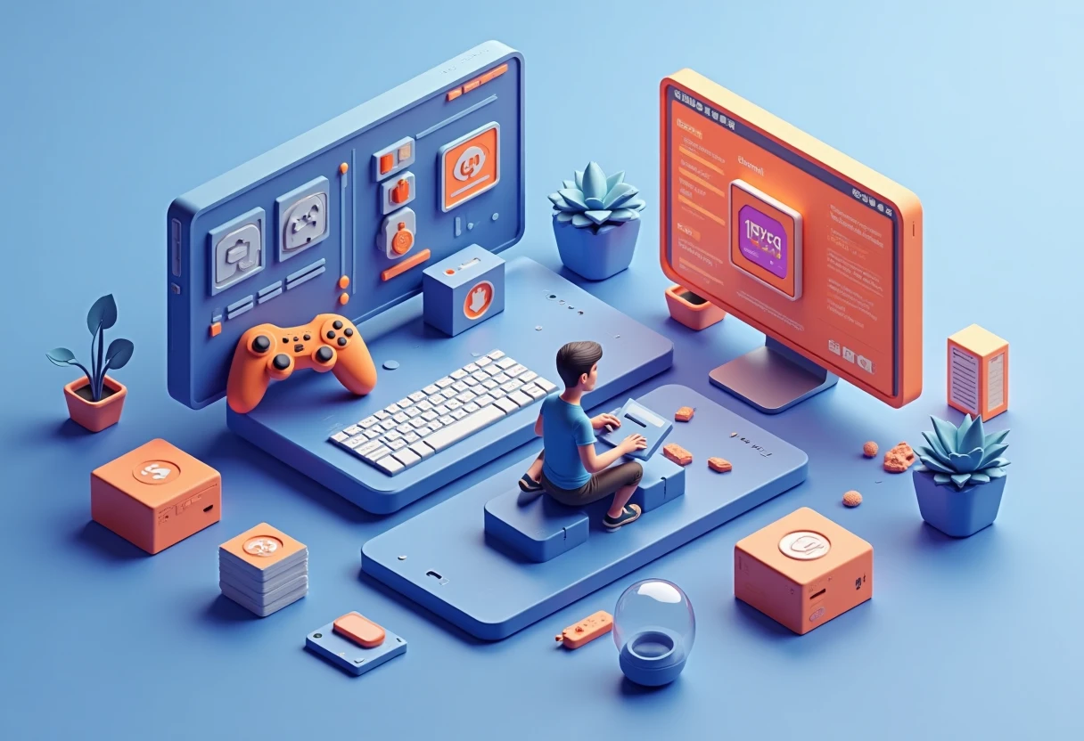 Abstract app icon arrangement for mobile gaming
