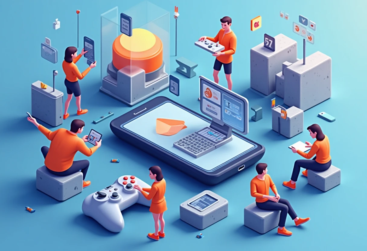 Illustration de jeux mobiles tendance