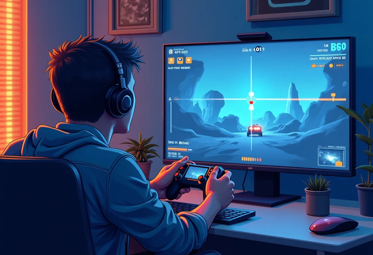 Gamer inmerso en un juego mobile premium