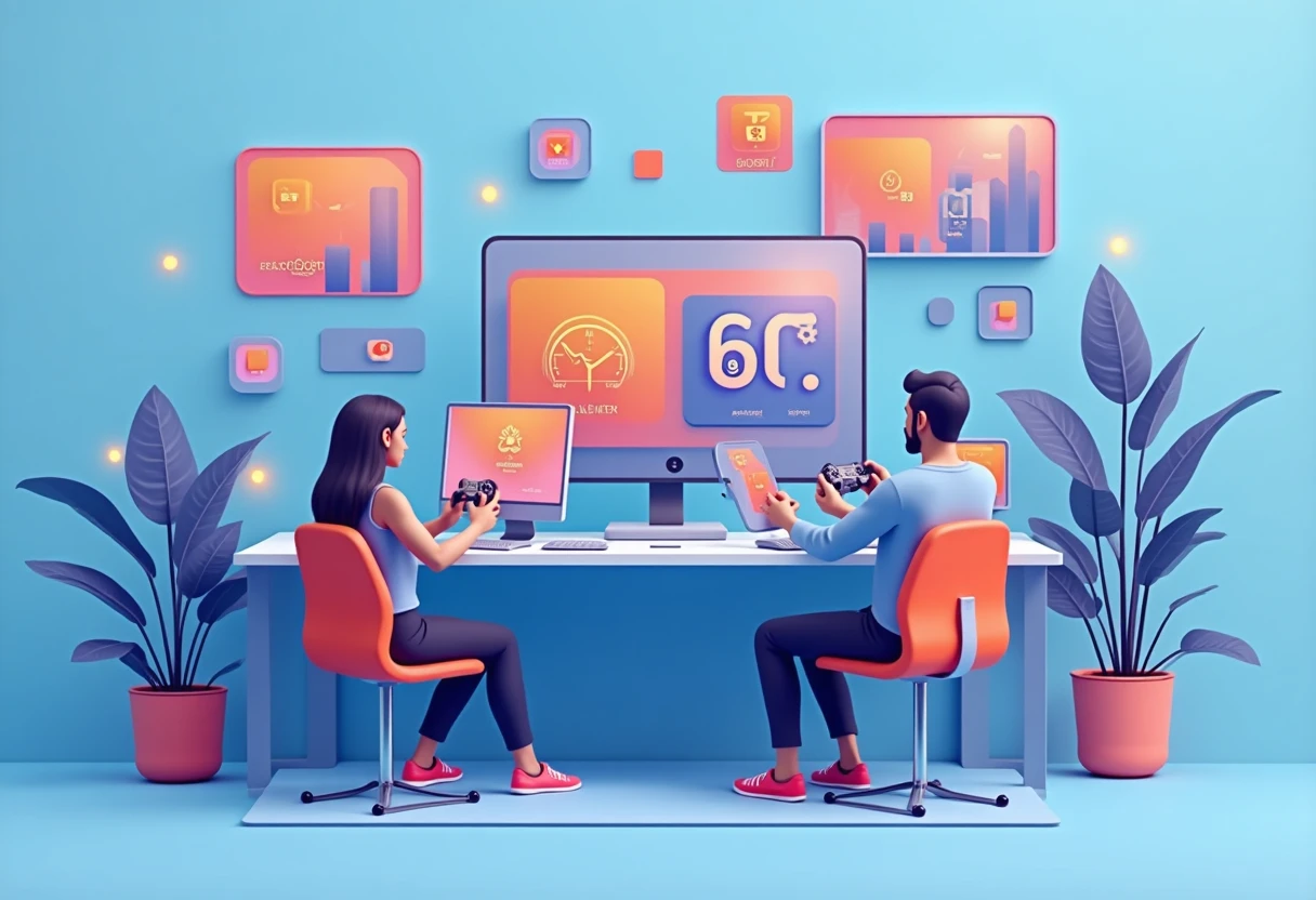 Mobile app icons abstract