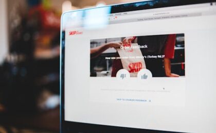 Online feedback form interface on laptop screen illustrating user interaction with delivery service.
